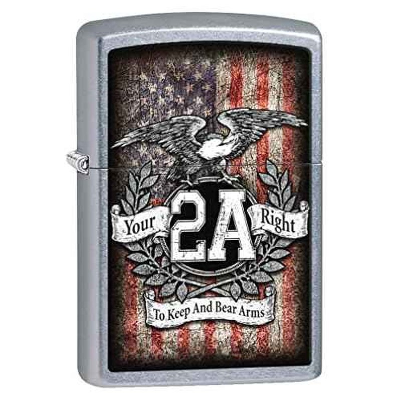 Zippo Lighter- Second 2nd Amendment Bald Eagles Street Chrome Windproof Lighter #Z5218