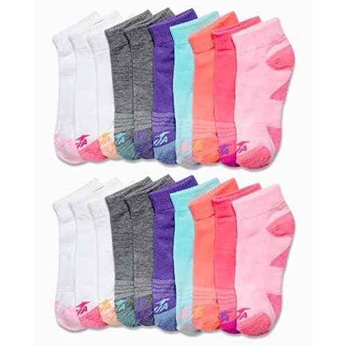 Avia Girls' Socks - 20 Pack Performance Cushion Quarter Cut Socks
