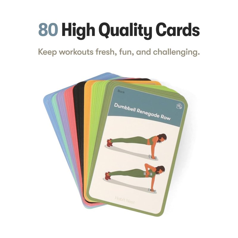 Dumbbell Elevate Exercise Cards: Home Workout Series Card Deck - Comprehensive At-Home Fitness System with 65 Exercises, 8 Bonus Challenges, and 4 Unique Workout Formats.