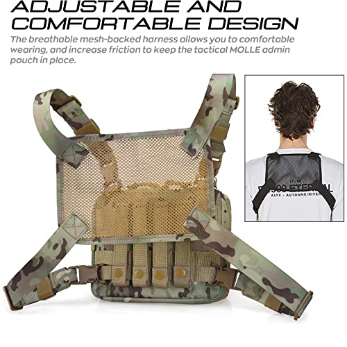 WYNEX Tactical Mag Admin Pouch, Molle Utility Tool Pouch Medical EMT Organizer with Triple Stacker Magazine Holder for M4 M16 Patch Included