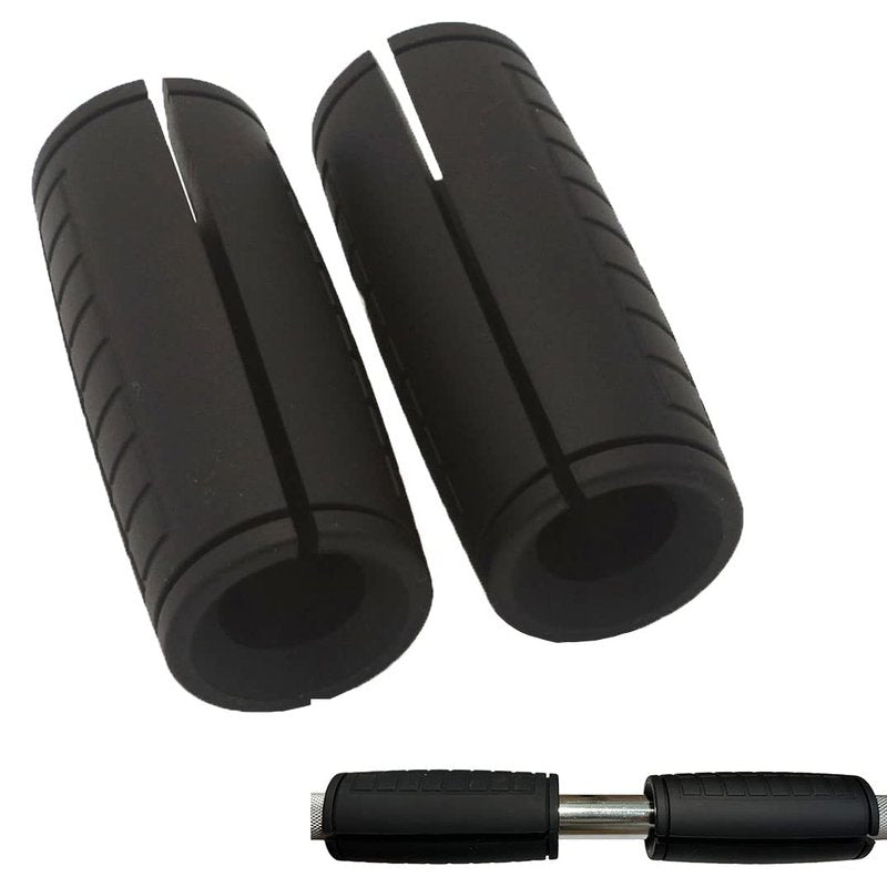 Rivotrance Thick Bar Adapter for Standard Barbells, Pull Up Bar and LAT Pull Down Cable Machine Attachment - Durable Silicone Rubber Dumbbell Handle Grips for Weight Lifting & Fitness Training (Black)