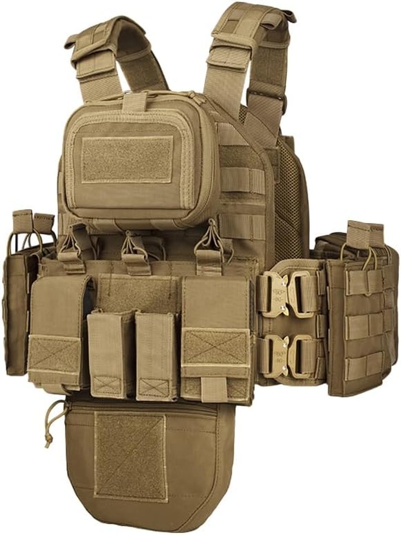 Tactical Training Vest with PALS System - Multi-Pocket, Adjustable Straps & Quick-Release Buckle for Hunting | Black