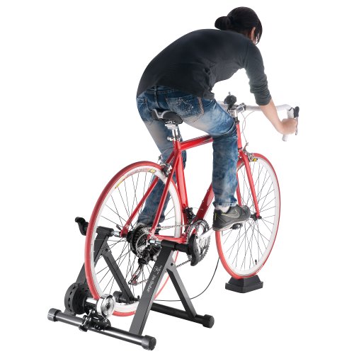 Exercise Bike Trainer - Indoor Bicycle Training Stand With Quiet 5-Level Magnetic Resistance and Front Wheel Riser Block by Bike Lane