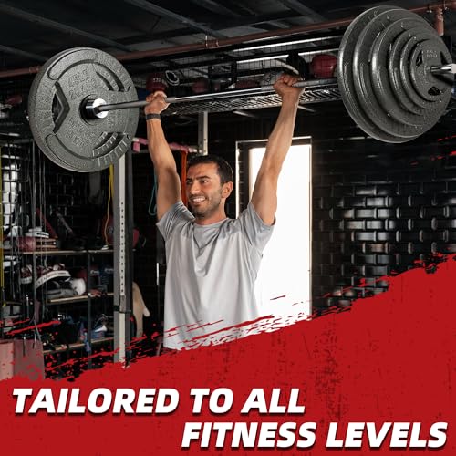 Cast Iron 1-Inch Standard Weight Plate for Strength Training & Weightlifting, Multiple Weights Available