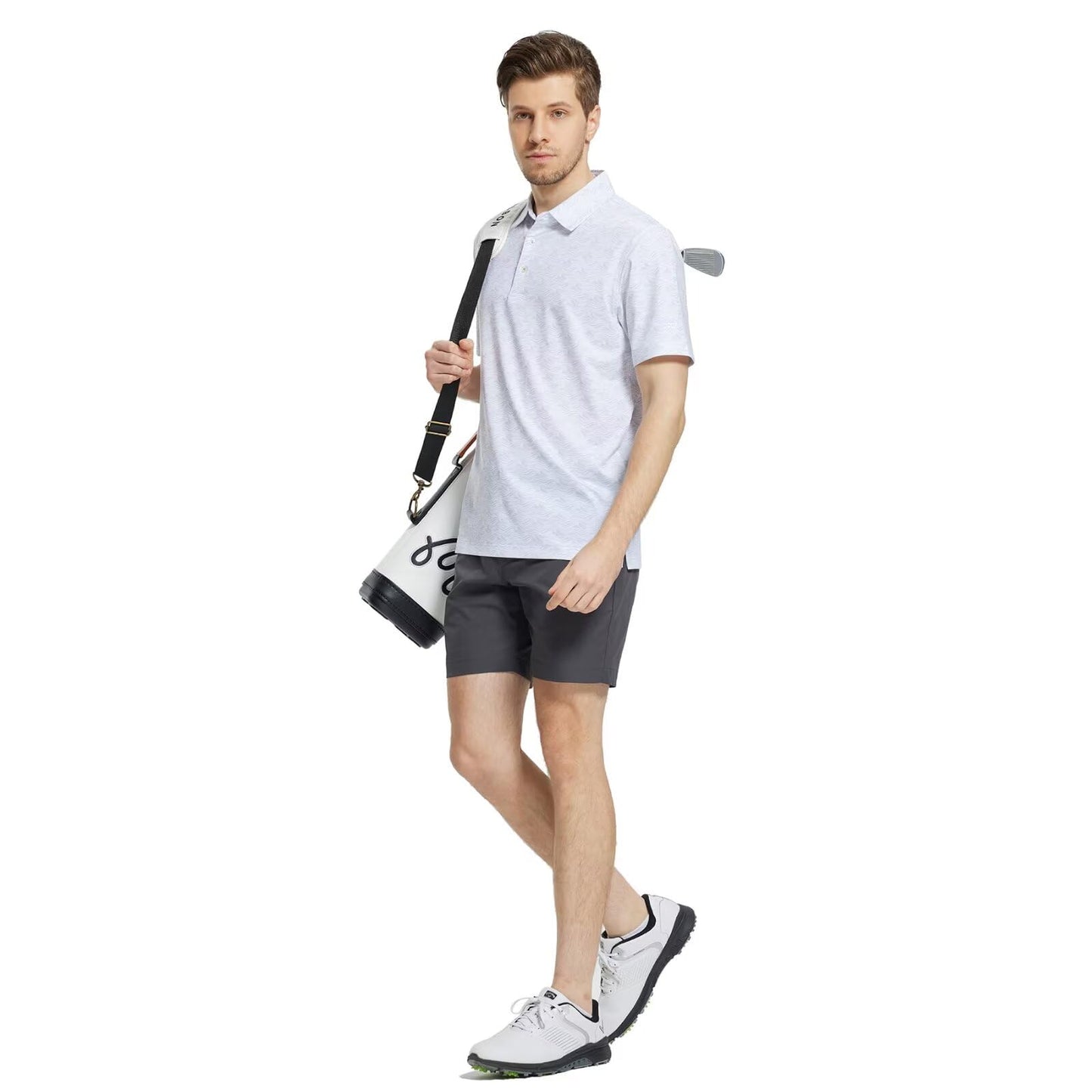 M MAELREG Golf Shirts for Men Dry Fit Print Patterns Performance Moisture Wicking Mens Polo Shirts Short Sleeve