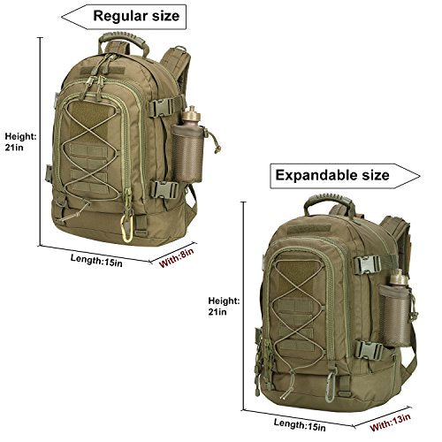 ZSearARMY Large Tactical Backpack for Men Military Backpack with DIY System for Travel, Work,Camping,Hunting,Hiking,Sports (GREEN)