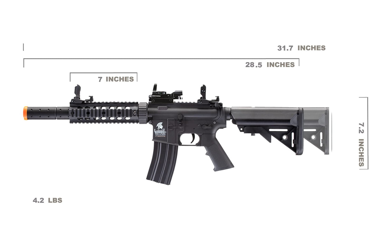 Lancer Tactical Gen 2 Durable Airsoft Gun SD M4 Polymer- Full/Semi-Auto Piactinny Rail AEG Rifle with 0.20g BBS, Charger and Battery