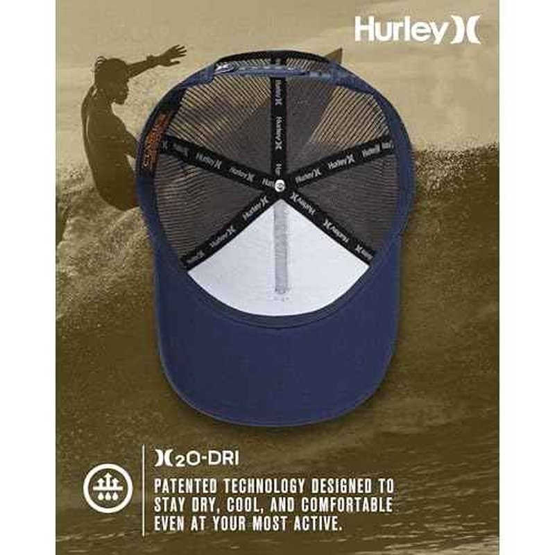 Hurley Men's Trucker Hat - Lightweight Breathable Poly Mesh Back Curved Bill Baseball Cap with Adjustable Snap Closure