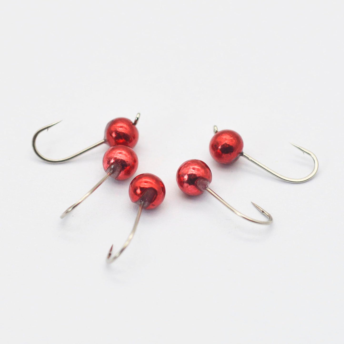 ALICHINO Tungsten Fly Tying Jig Heads for Fly Fishing Small Round Ball Crappie Jig Heads Tungsten Nano Jigss Kit Tungsten Beads with Hook(Metallic Red 20 pcs, 4.6mm 1/35oz #12)