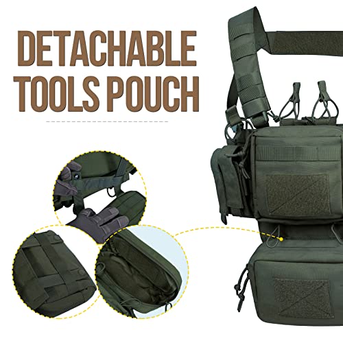 VISMIX Tactical Chest Rig, Adjustable&Detachable Molle Chest Rigs with Mag Pouch