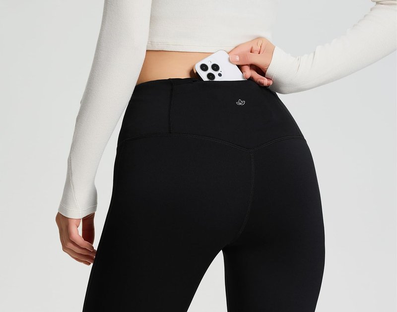 Yogipace CozyWarmth Petite Women's High Waisted Thick Fleece Lined Leggings Warm Thermal Tight with Zip Pocket,24",Black,Size S