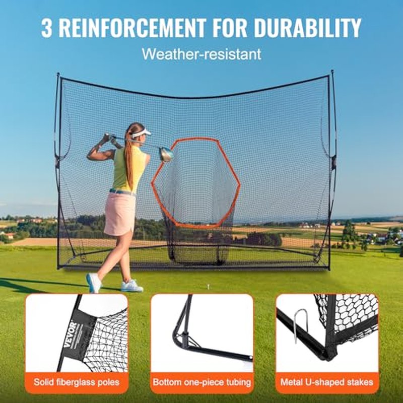 VEVOR Golf Practice Net, Indoor Hitting Net for Baseball, Hockey, Soccer, Heavy Duty Nylon DIY Ball Net, Sports Netting Barrier for Backyard Driving Training Swing