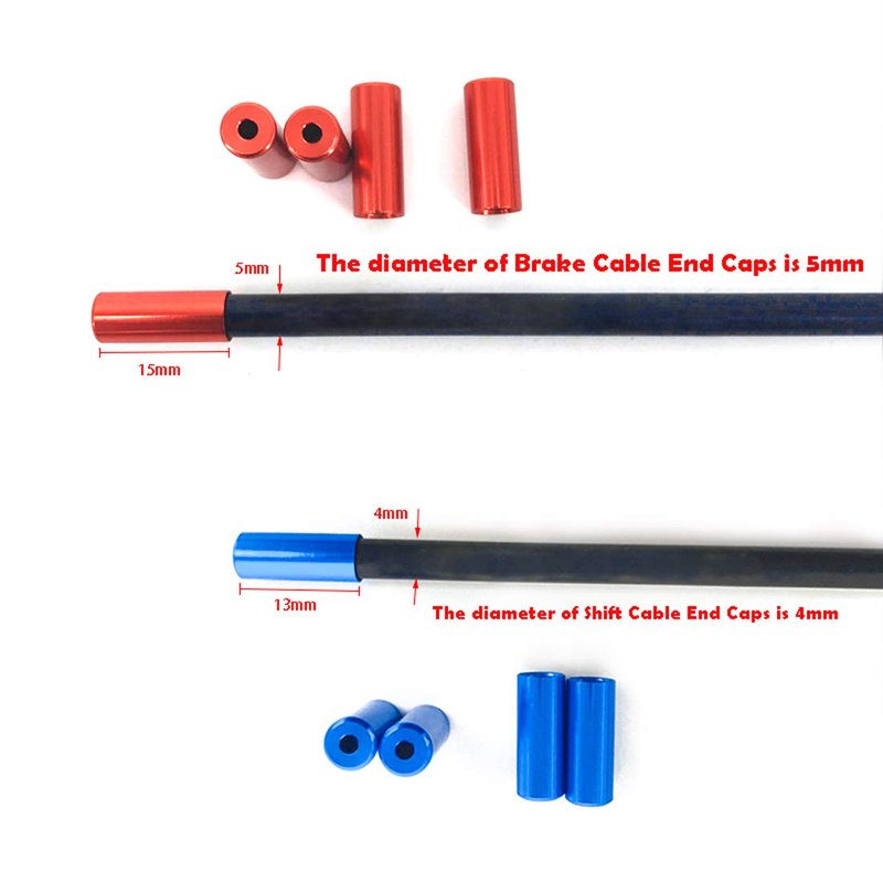 Farbetter 50pcs 4mm/ 5mm Aluminum Alloy Bike Derailleur Shift Brake Wire Cable End Cap, Bicycle Brake and Shifter Ferrule Kit, 5 Colors, 10pcs/ Color, 50pcs/ Bag (5mm)