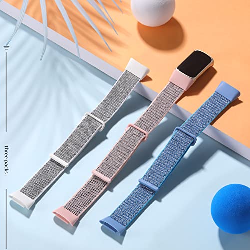 Haveda Compatible with Fitbit Charge 6/ Charge 5 Bands for Women Men, Replacement Band for Fitbit Charge 5/ Charge 6, 3 Pack Wristband Breathable Nylon Velcro Sport Strap Fitness Tracker Accessories