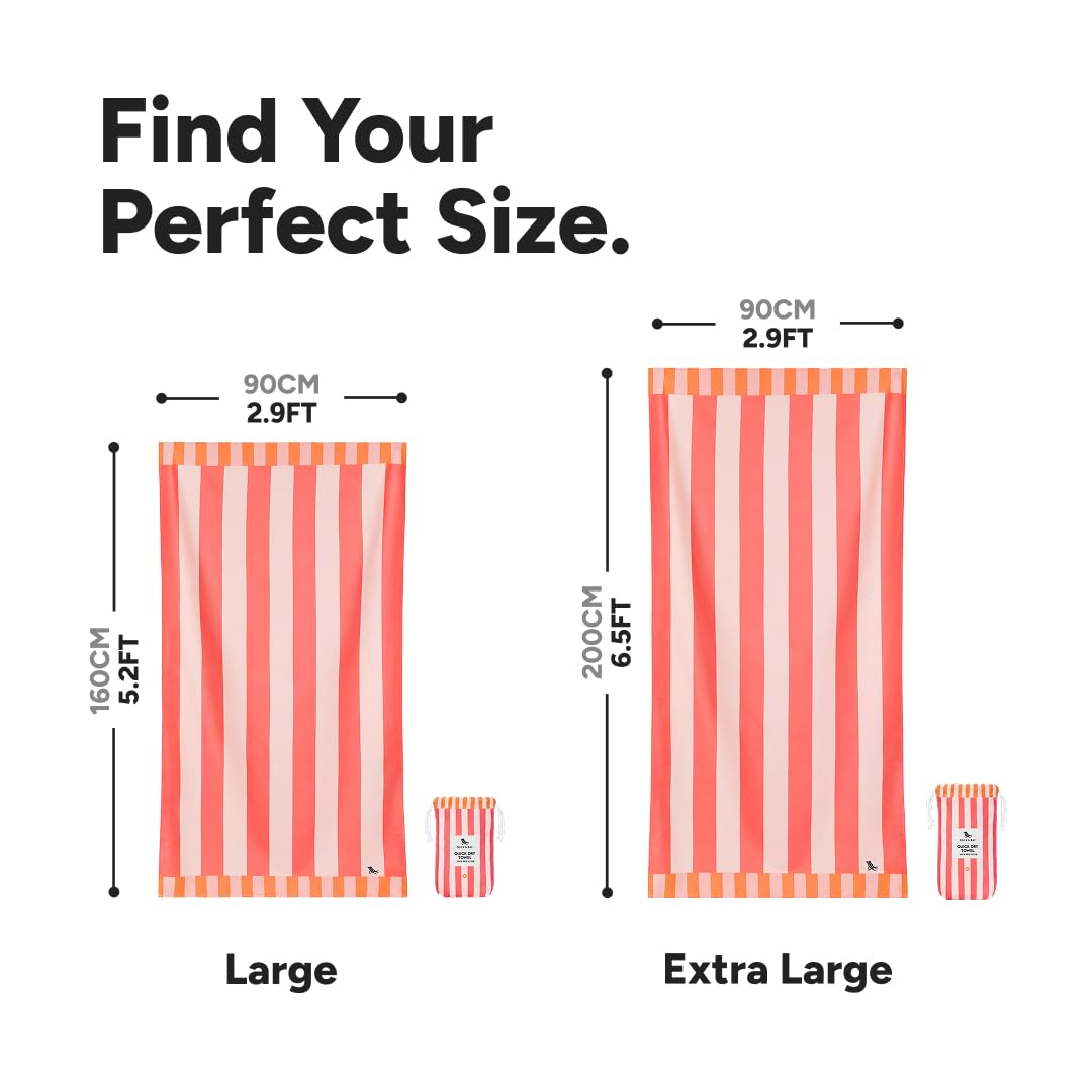Dock & Bay Beach Towel - Quick Dry, Sand Free - Compact, Lightweight - 100% Recycled - Includes Bag - Raspberry Road - Large (160x90cm, 63x35)