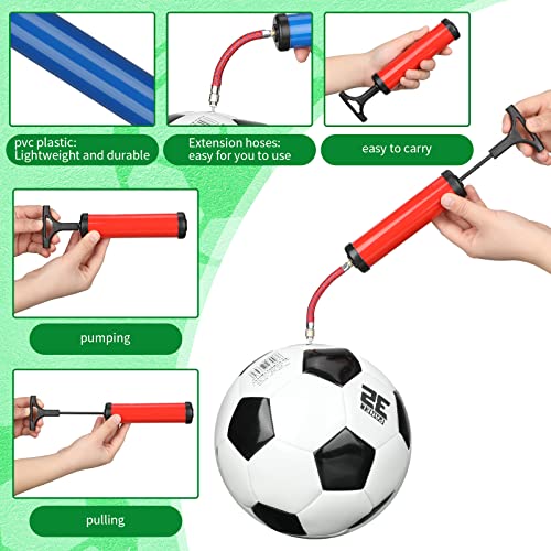 36 Sets 8'' Ball Pump Kit Portable Air Pump with Needles Nozzles Flexible Extension Hose Soccer Volleyball Basketball Pump for Exercise Sports Water Ball Football Rugby, Blue and Red