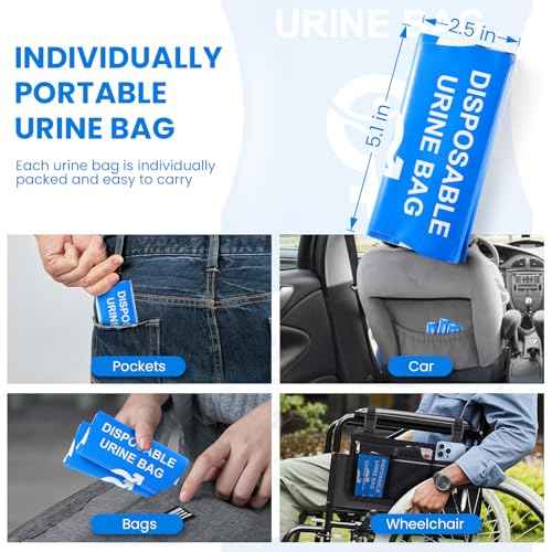 Disposable Urine Bag, 12PCS Pee Bags for Travel for Women Men, 900ML Portable Urinal Bags and Vomit Bags, Unisex Urinal Bag for Camping, Road Trip, Traffic Jam, Pregnant, Kid, Patient