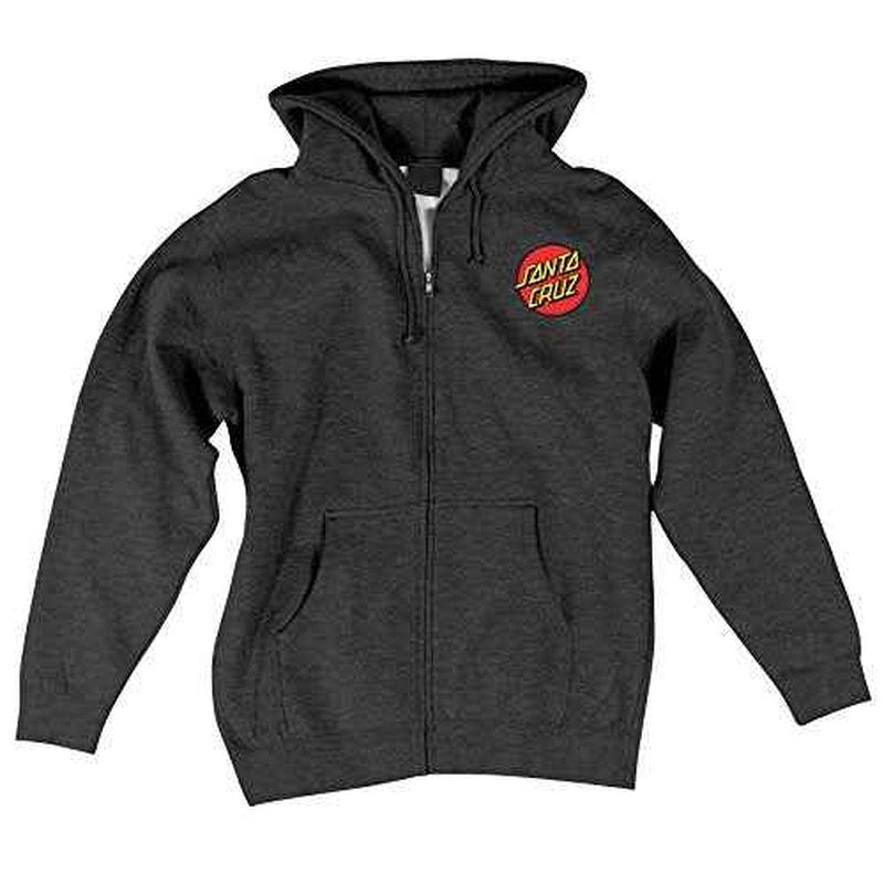 Santa Cruz Mens Classic Dot Hoody Zip Sweatshirt Small Charcoal Heather