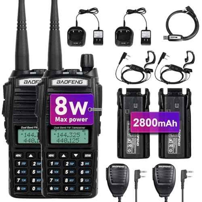 BaoFeng UV-82 High Power BaoFeng Radio Ham Radio Handheld 2 Way Radio Walkie Talkies with Earpiece,Handheld Speaker Mic and Programming Cable (2 Pack-Black)