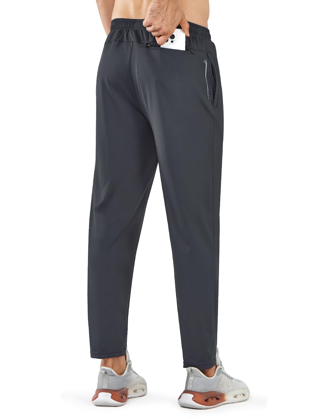 NORTHYARD Men's Joggers Athletic Workout Track Pants Running Gym Training Sweatpants with Zipper Pockets Open Hem Darkgrey L