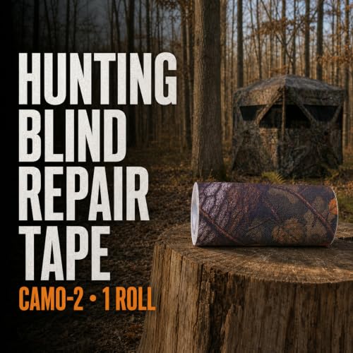 Camo-2 Hunting Blind Repair Tape 4-inch Wide Self-Adhesive Fabric Patch Kit