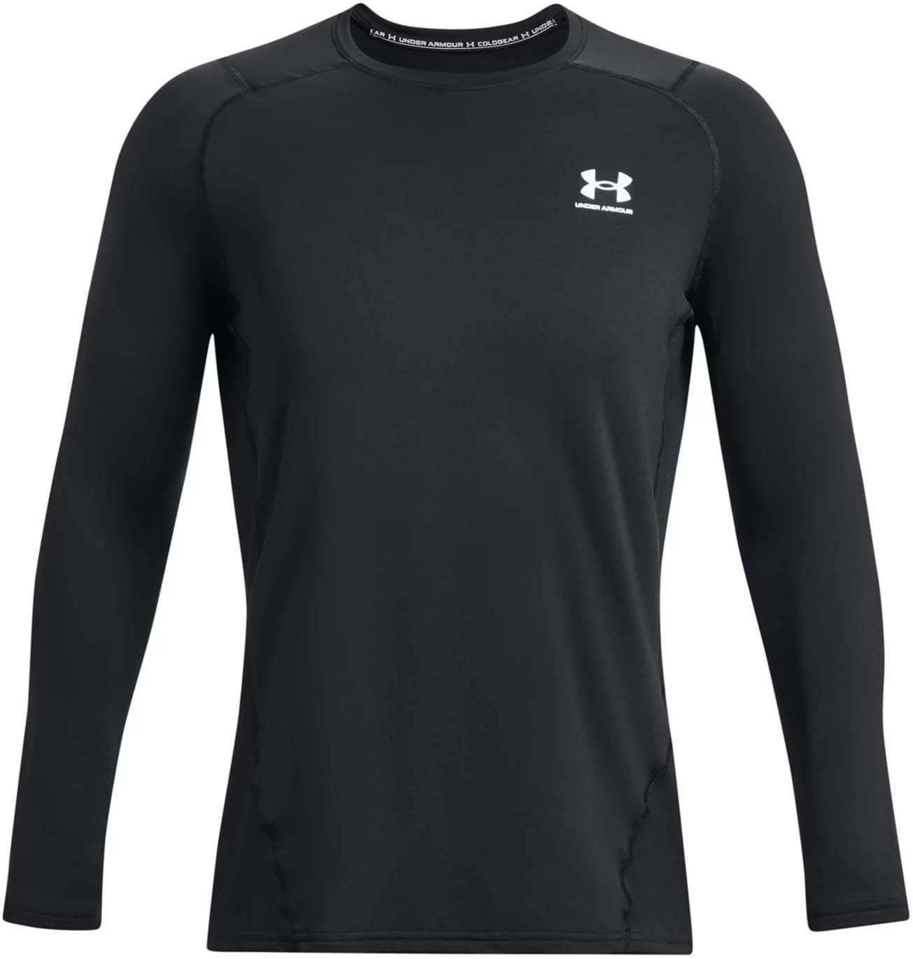 Under Armour Men's ColdGear Fitted Crew Shirt Top 1366068 (US, Alpha, Large, Regular, Regular, Black/White - 002)