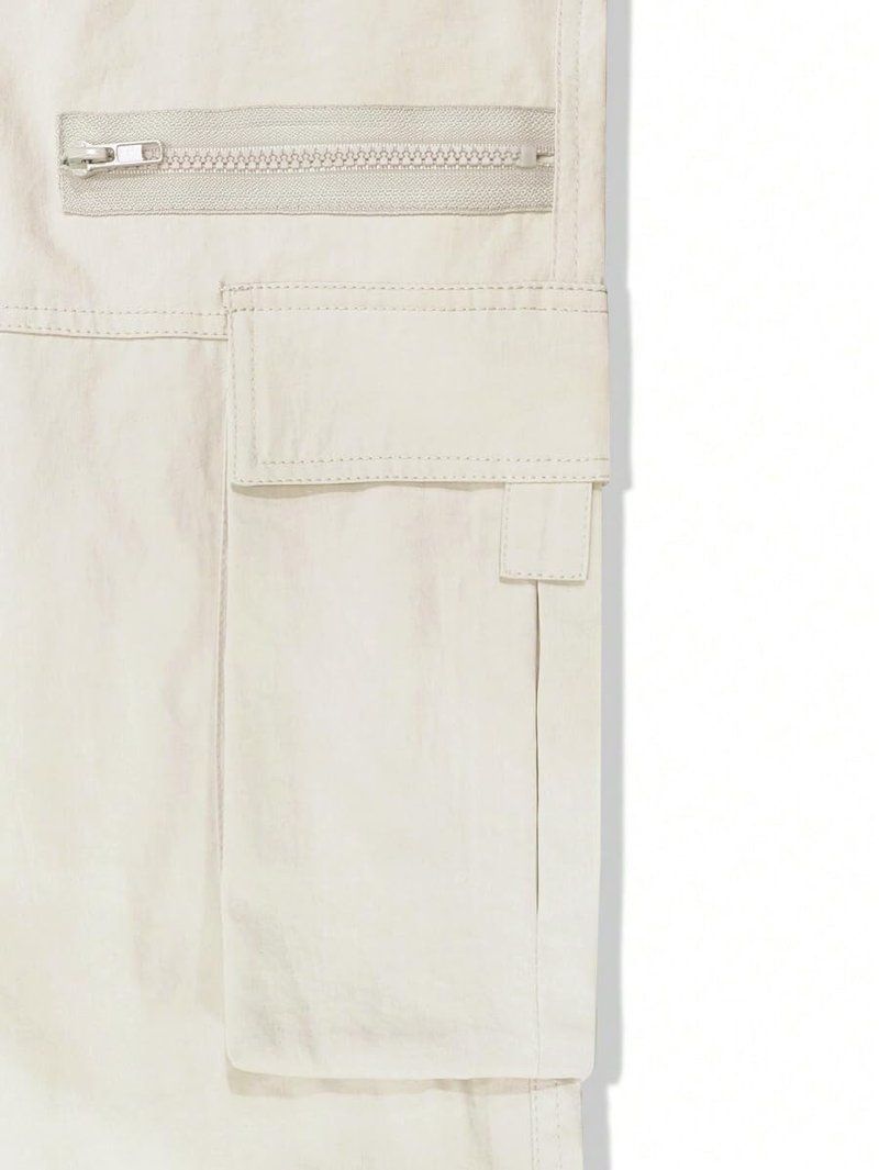 ZAFUL Men's Wild Cargo Pants Loose Fit Y2K Pants Drawstring Casual Hiking Pants Pocket Zipper Design Straight Trousers Apricot L