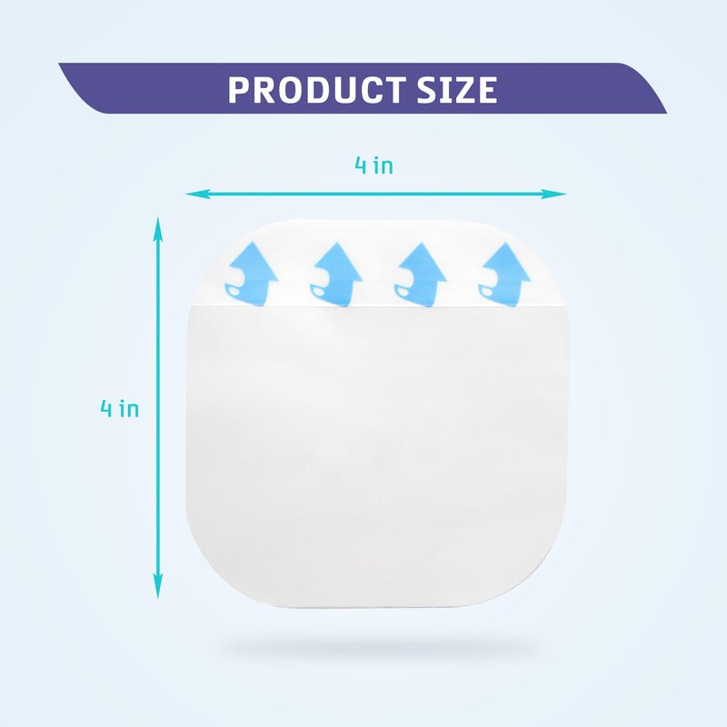 Conkote Hydrocolloid Wound Dressing 4”x 4”, Thin Adhesive Patches, Box of 20 Dressings