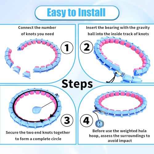 65 Inch Adjustable Weighted Hula Detachable Hoop for Adults Weight Loss, Plus Size Quiet Infinity Fitness Hoop with 32 Links, Non-Drop Funny Smart Exercise Hoops for Women and Beginners