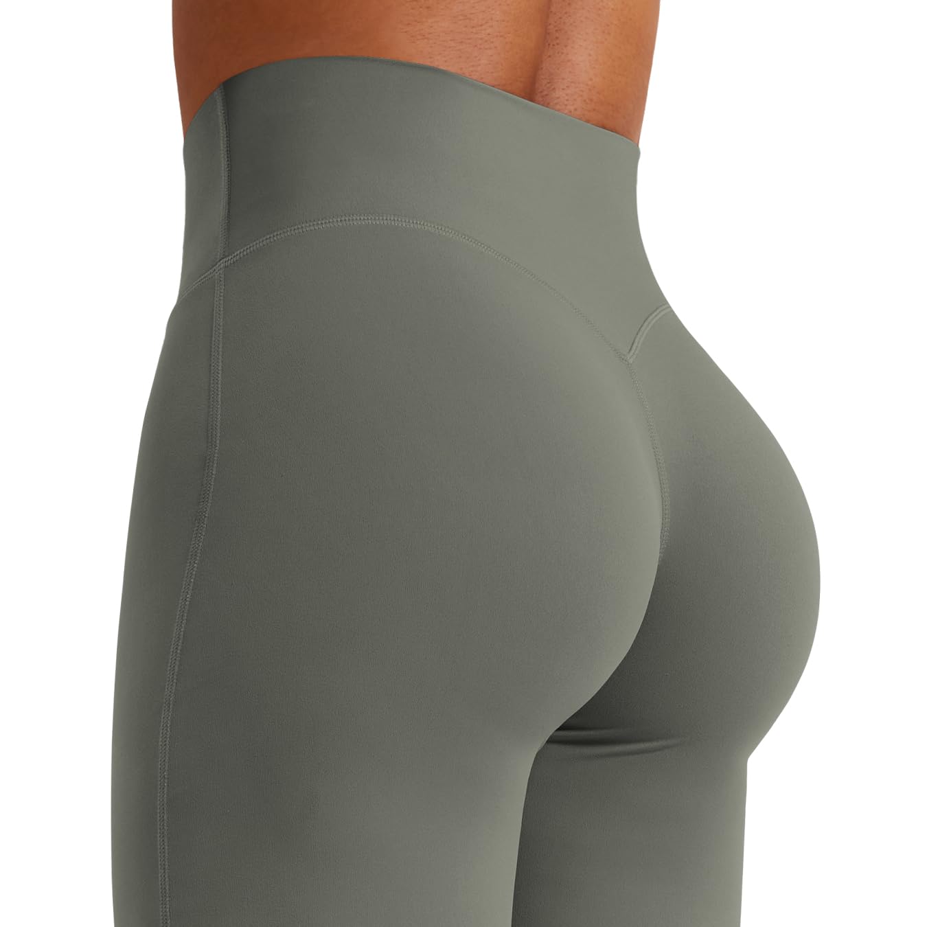 YEOREO Workout Leggings Womens No Front Seam Straight Leggings 35" High Waist Buttery Eddiy Gym Yoga Pants Gray Green XL