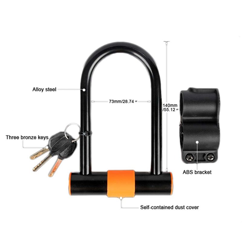Efoxcity Heavy Duty Bicycle U-Lock with Mounting Bracket for Road/Mountain/Folding Bike/Motorcycle