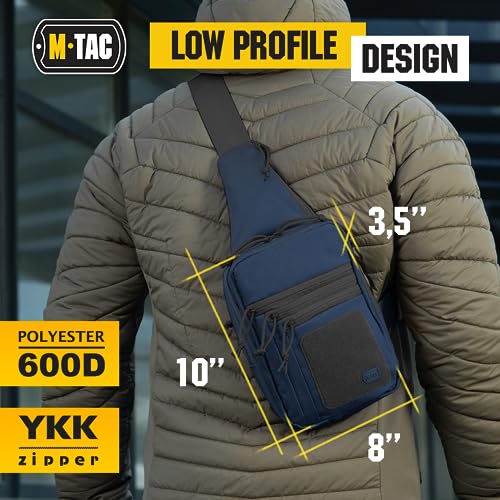 M-Tac Tactical Sling Bag for Men - Crossbody Concealed Carry Bag - Blue Melange Mens Crossbody Holster Bag