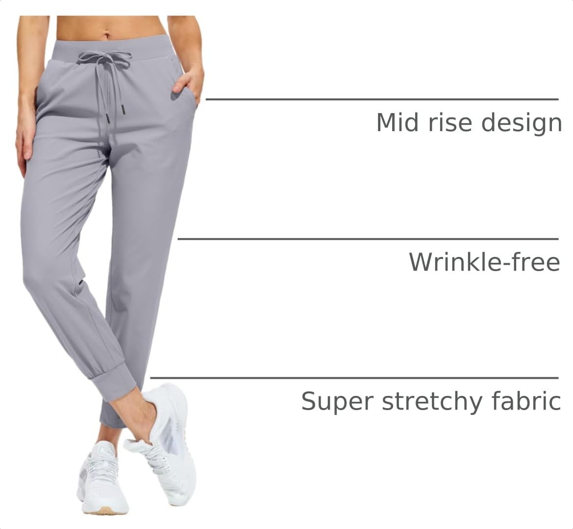 Libin Women's Joggers Pants Athletic Sweatpants with Pockets Running Tapered Casual Pants for Workout,Lounge, Light Grey S