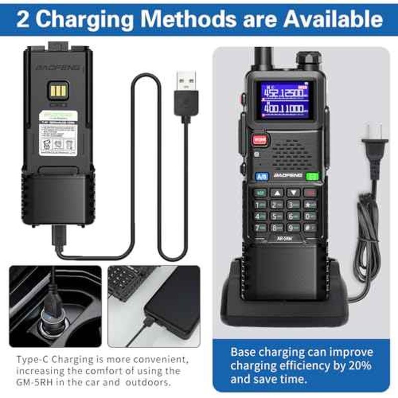 Baofeng Radio Ham Radio Long Range 5RM 10W Handheld Rechargeable 3800mAh Extended Battery NOAA Emergency Weather Tactical Two Way Radio Walkie Talkies For Adults USB-C Charger for Survival Gear,2 Pack