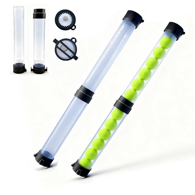 OLISDCCMY Pickleball Ball Retriever - 2-Section Foldable Pickup Tube with Shoulder Strap, Semi-Transparent Tube Holds 14 Balls, No Bend Ball Pickup Tool for Tennis & Pickleball Training