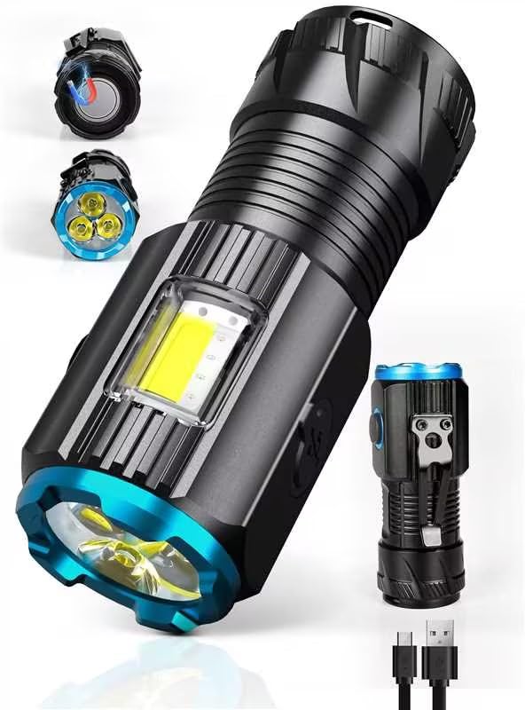 lexall Small Flashlight, 1200 High Lumens, USB Rechargeable Compact LED Flashlight with Clip, Mini Pocket EDC Flashlight with Unique Tail Design