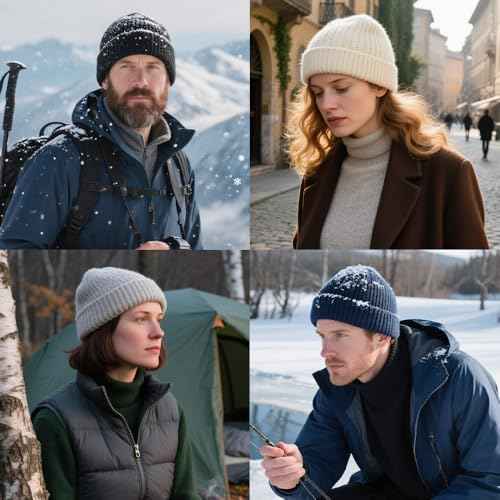 Winter Beanie for Men Women Soft Fleece Lined Warm Knit Hat Ski Stocking Hat Thermal Thick Caps Unisex
