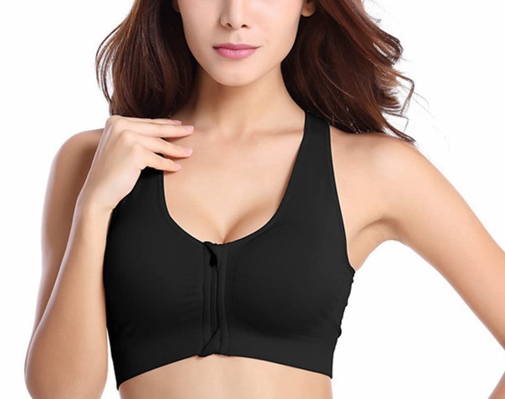 Hiking Gril Women's Zip Front Sports Bra Wireless Post-Surgery Yoga Bras HF L