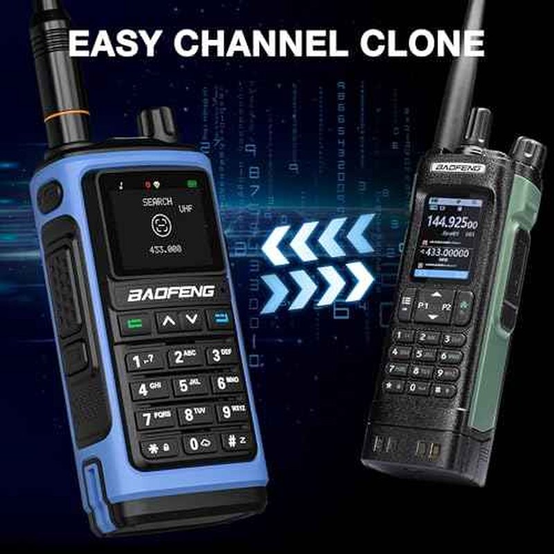 BAOFENG UV-7B Handheld Ham Radio, Chirp & Wireless APP Programmable, UV FM Aviation NOAA Receiver, 1000 CHs 10 Zones, USB-C Charing Port, Channel Copy, SOS Strobe, with Speaker Mic [2Packs]