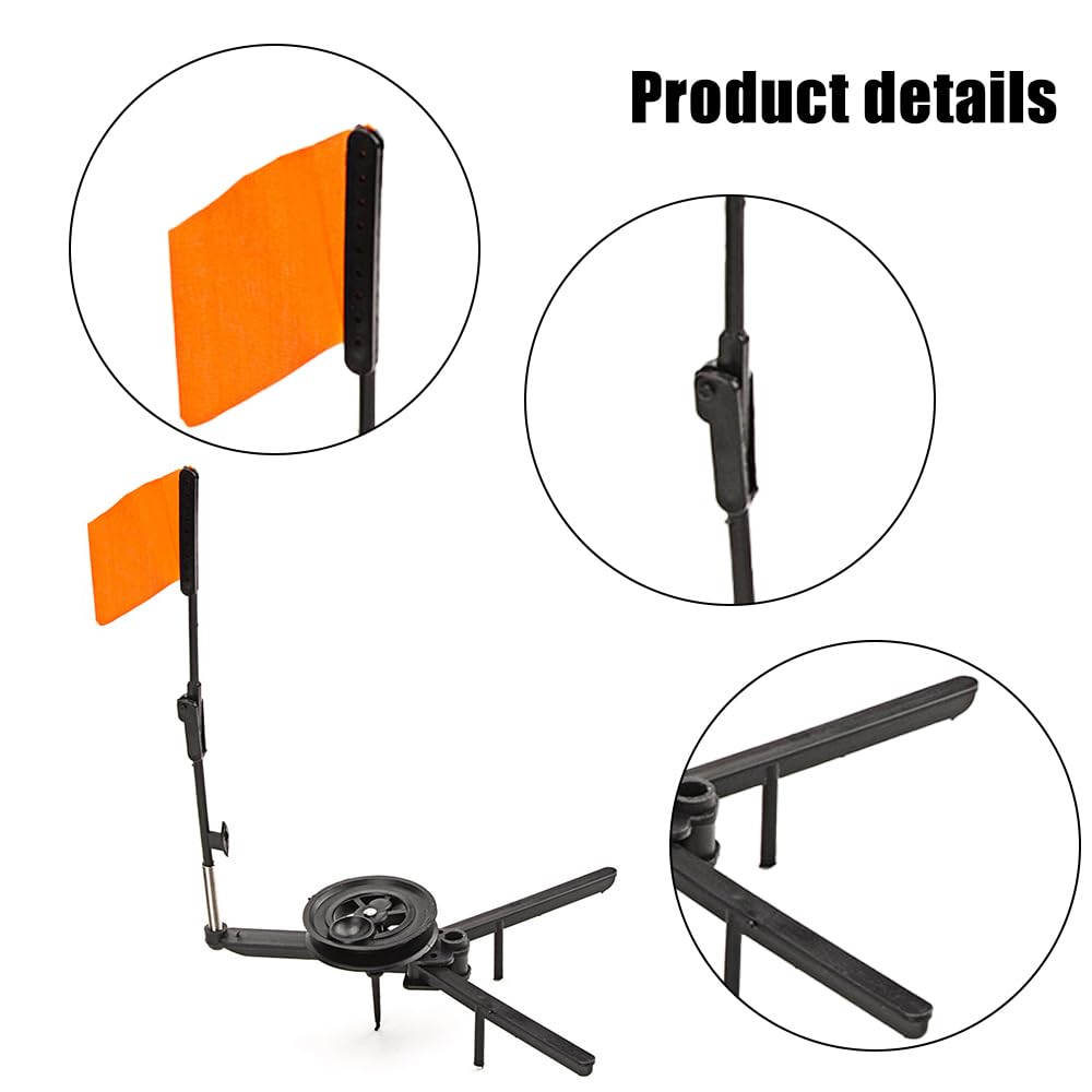 DONGKER Ice Fishing Tip-Up,3 PCS Foldable Ice Fishing Tip-up Flag with Orange Pole Flags for Angler Tackle Accessory Ice Fishing Equipment Gear
