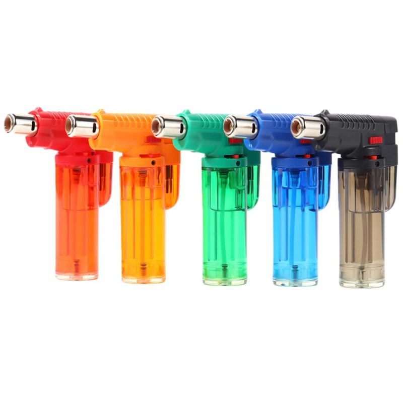 10 Pack Butane Torch Lighter, Mini Refillable Windproof Jet Flame Lighters (Fuel Not Included) Color Mixing