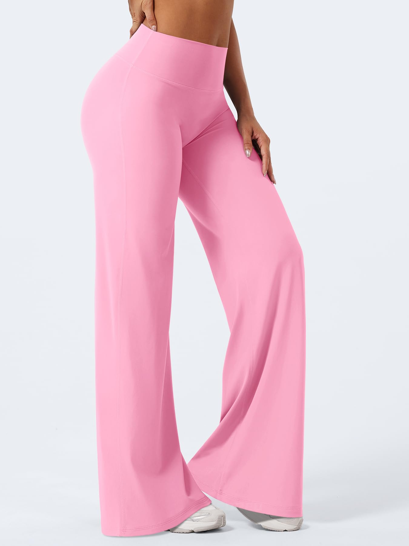 YEOREO Workout Womens Straight Leggings 35" Yoga Pants Bubblegum Pink XS