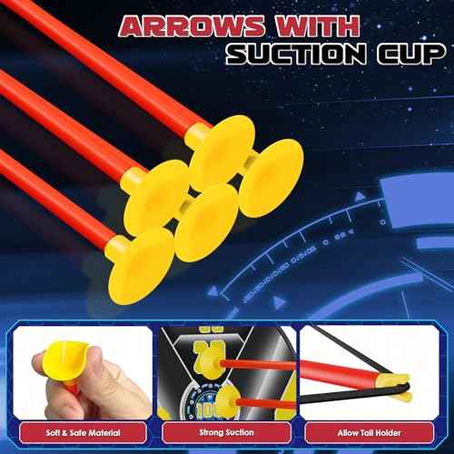 Kids Bow and Arrow Set LED Light Up Archery Set with 10 Suction Cup Arrows, 2 Archery Targets Indoor Outdoor Games for Kids Ages 4-8 8-12 Birthday Gifts Toys for 5 6 7 8 9 10 11 12 Year Old Boys Girls