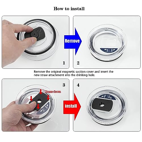Replacement Straw Lid Attachment Compatible With Yeti Tumber Magslider/Stronghold Lid,2 Pack Straw Parts Cover for Bottle 20/30 Oz Tumbler (Black)