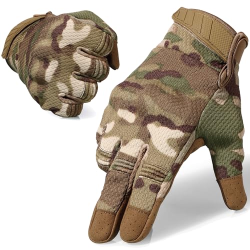 AXBXCX Tactical Gloves for Men Breathable Flexible Touch Screen Full Finger Gloves for Airsoft Paintball Motorcycle Cycling Hunting Camping Camouflage M