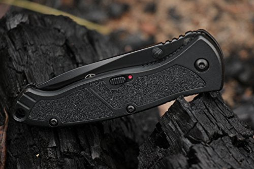 Smith & Wesson SWATMB 7.5in High Carbon Stainless Steel Assisted Opening Knife with 3.2in Drop Point Blade and Aluminum Handle for Outdoor, Tactical, Survival and EDC, Black