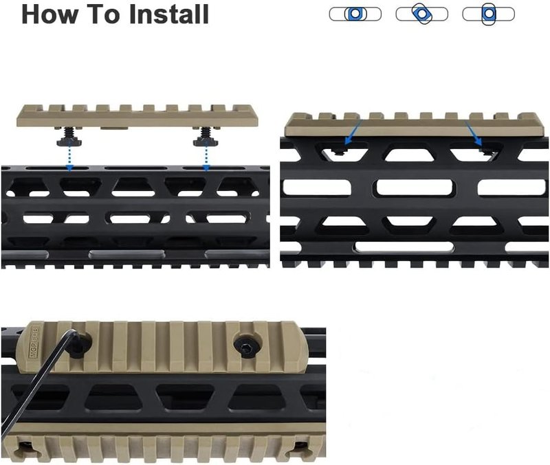 Aecktech Polymer Rail Sections - Lightweight 5-Slot, 7-Slot, 9-Slot, 11-Slot, 13-Slot with 10 Nuts & Screws | 5 Pieces (Tan)