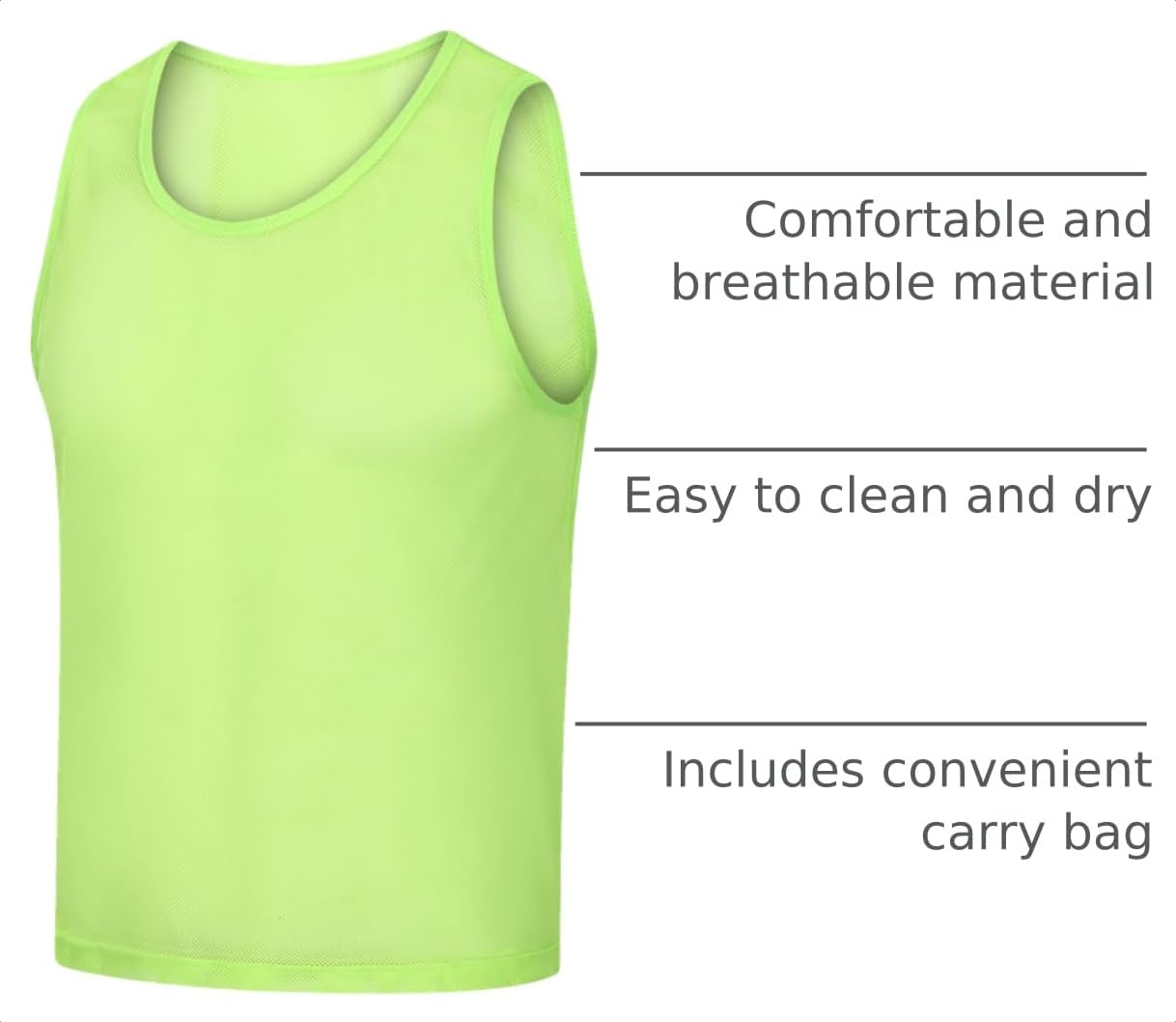 SPTEHW Scrimmage Vests Pinnies Team Practice Jerseys for Kids,Youth and Adult Sports Soccer,Football,Basketball(12 Pack)（neon Green,M）
