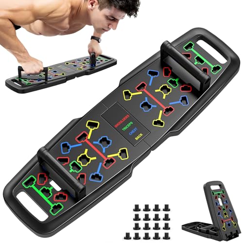 VISLIM Push Up Board, Workout Equipment Home Gym Push Up Bar, Portable Foldable 10 in 1 Multi-Function Push up Handles for Floor, Professional Push Up Strength Training Equipment (Black)