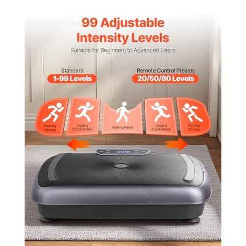 VEVOR Vibration Plate Exercise Machine, Whole Body Shaker for Lymphatic Drainage and Weight Loss, Home Workout Gym Fitness Equipment with 2 Resistance Bands, Vibrating Platform for Women Men